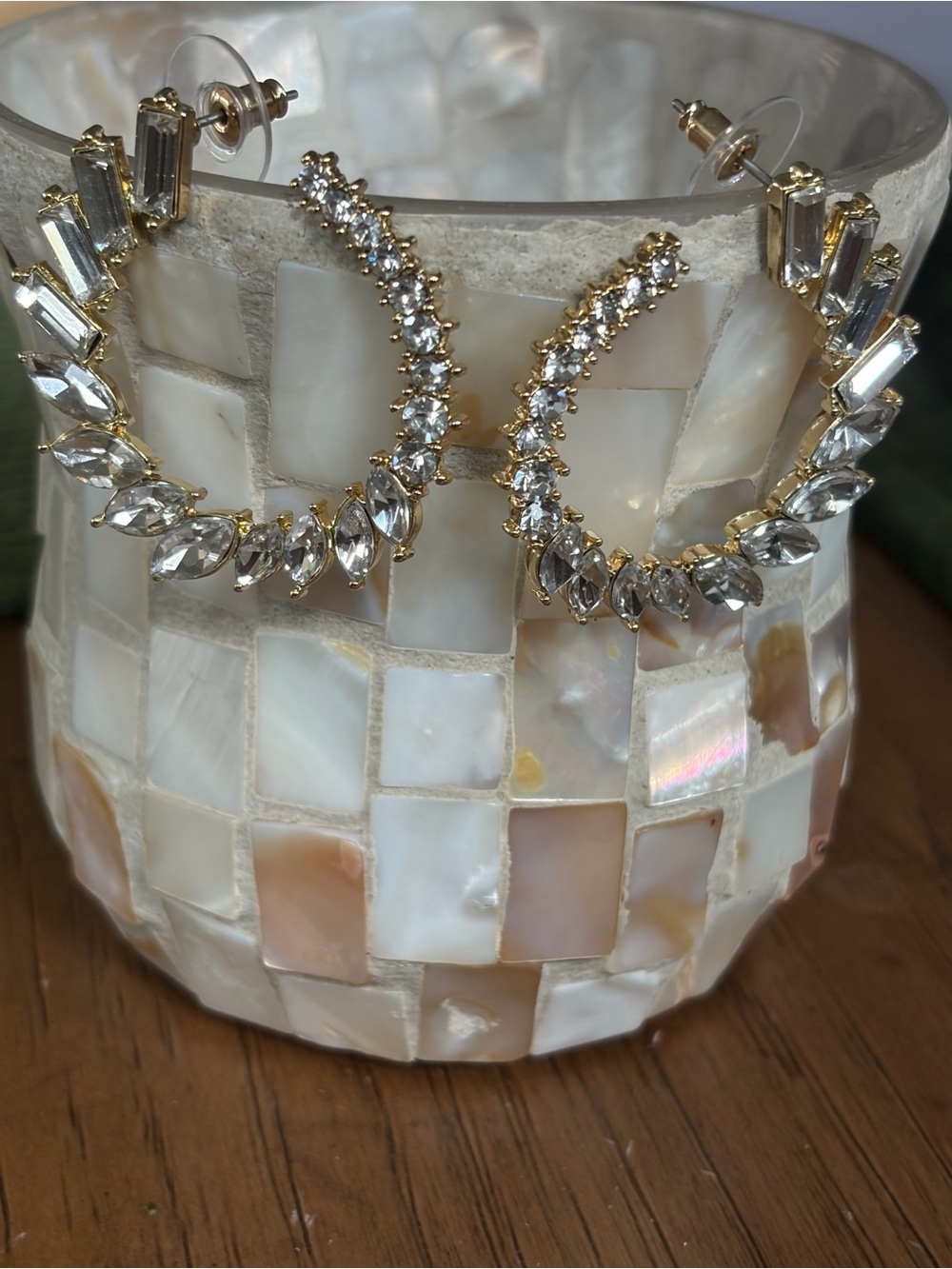 RJ GRAZIANO Gold Crystal Hoop Earrings  NWOT